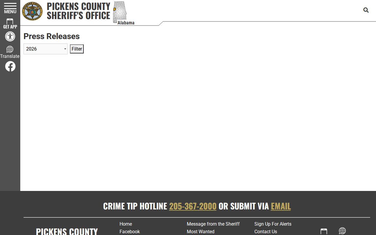 Pickens County arrest release archive and booking log source