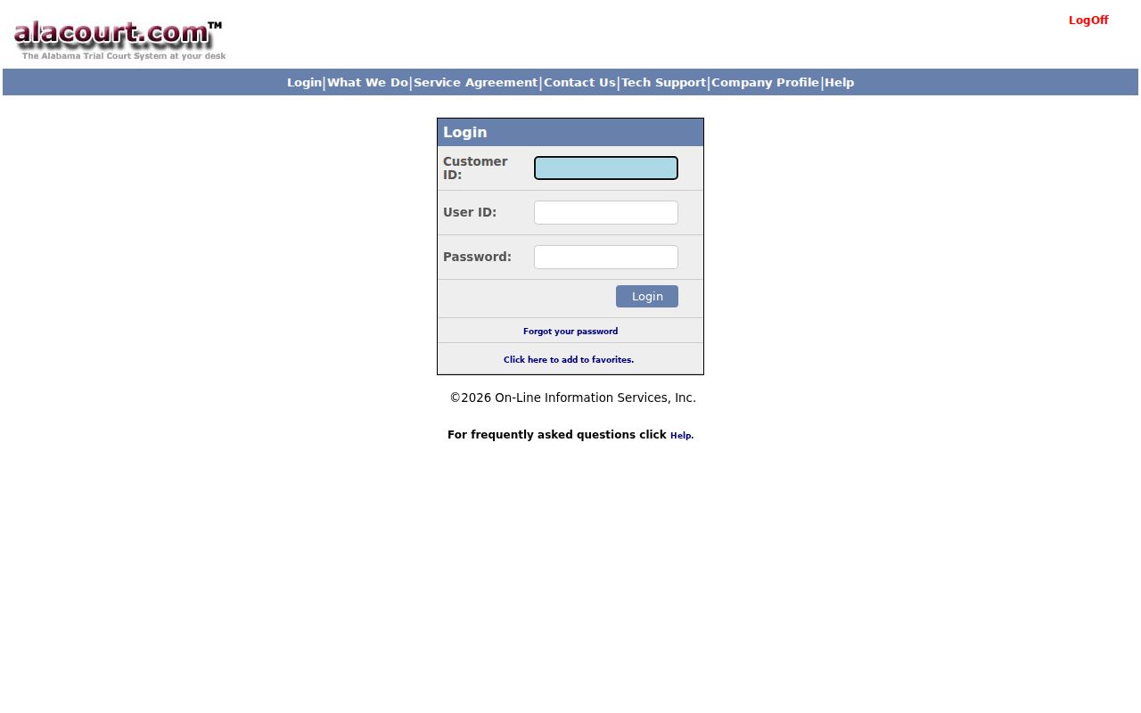 Alacourt subscription access for Pickens County criminal court records