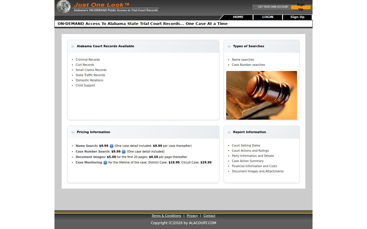 Just One Look search for Pickens County criminal court cases
