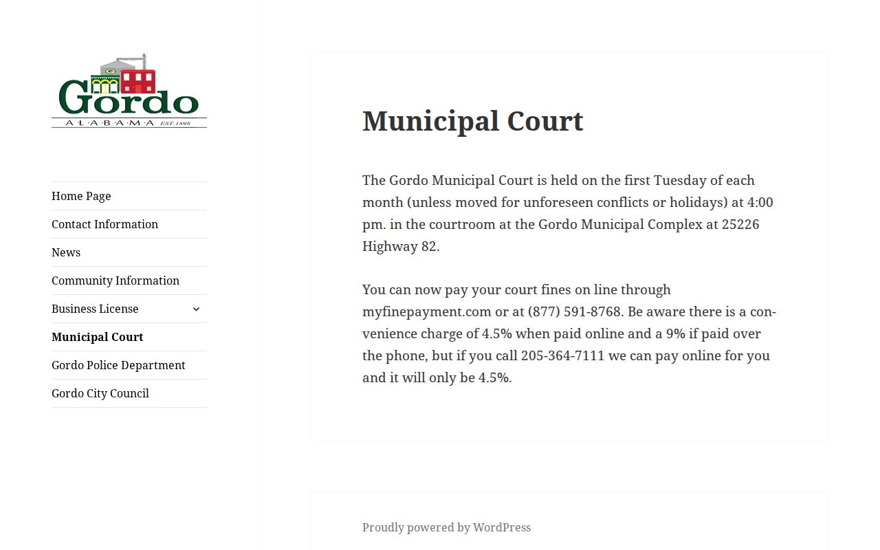 Gordo criminal records and municipal court information