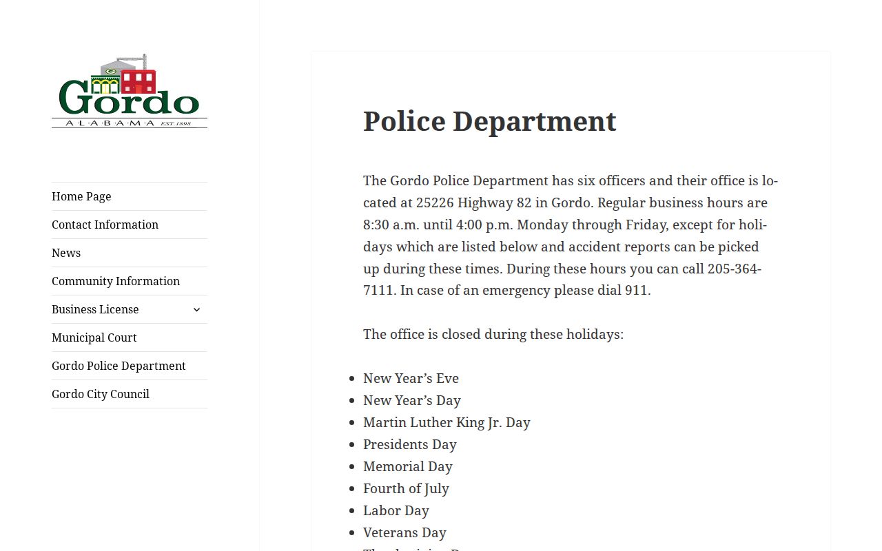 Gordo criminal records at the police department