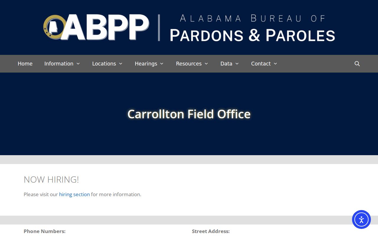 ABPP Carrollton office for Pickens County probation and parole records