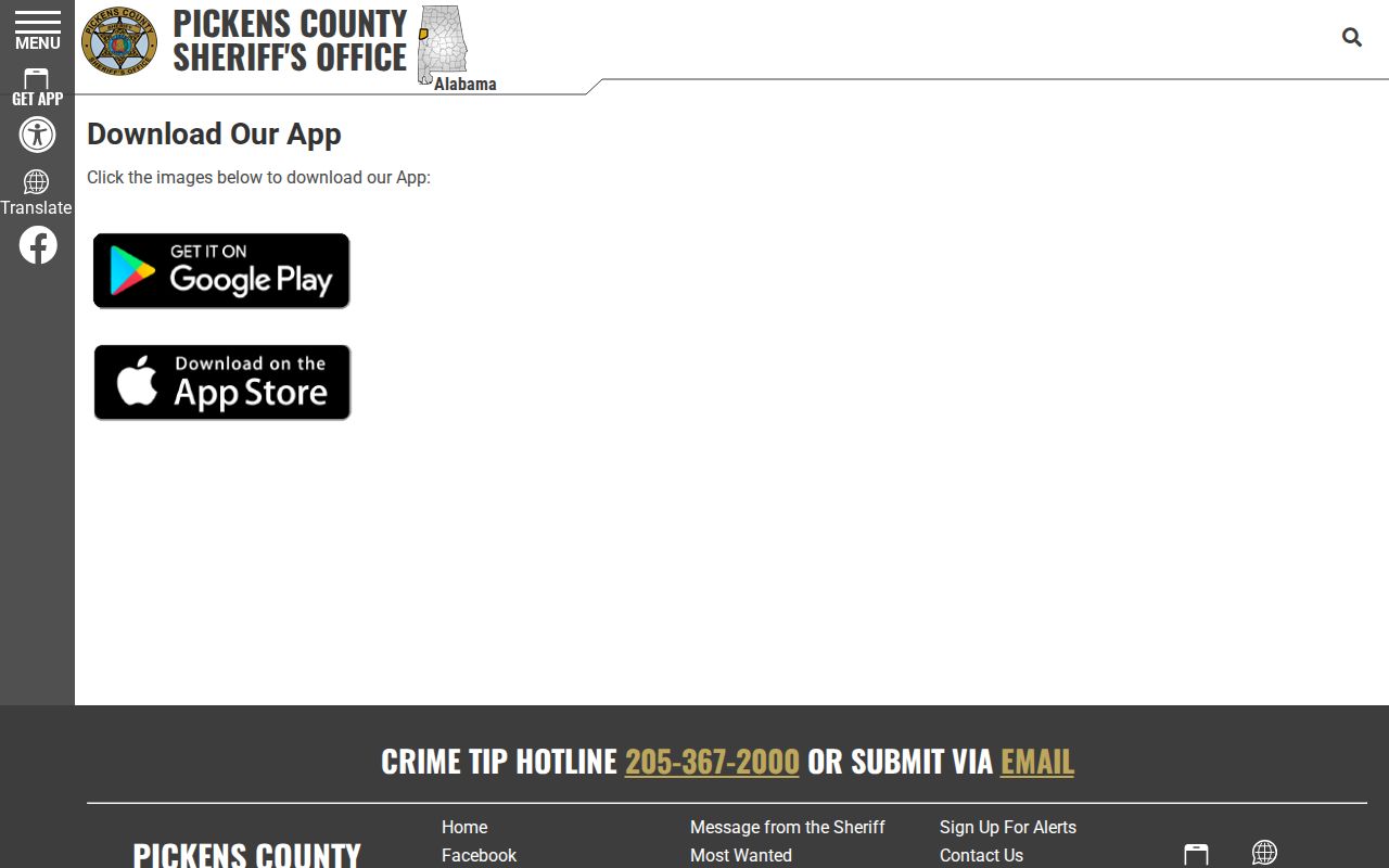 Pickens County Sheriff app access for local criminal records information