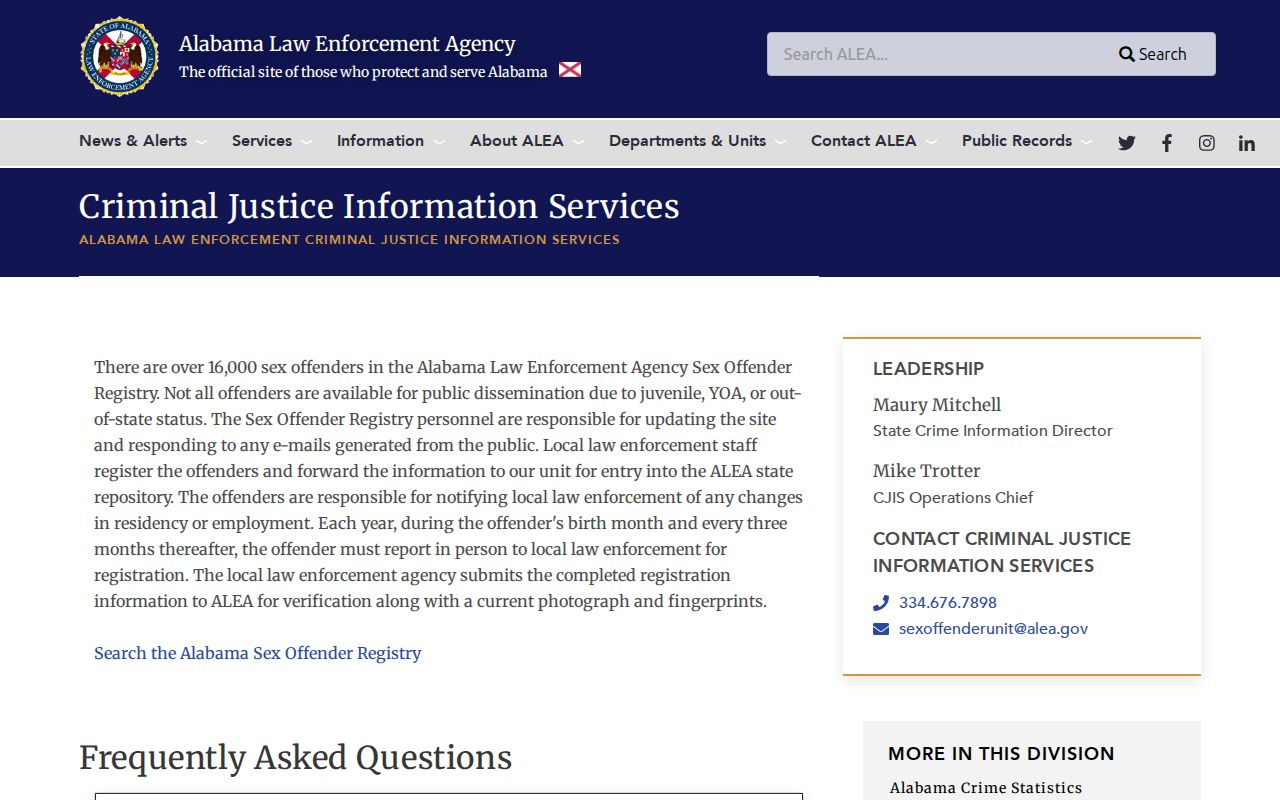 ALEA sex offender registry FAQ for Pickens County searches